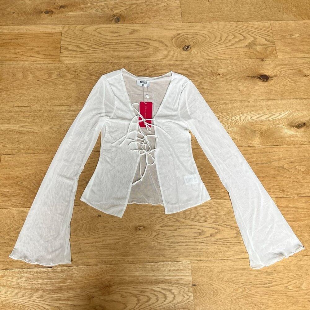 Beginning Boutique - Independence White Tie Front Top